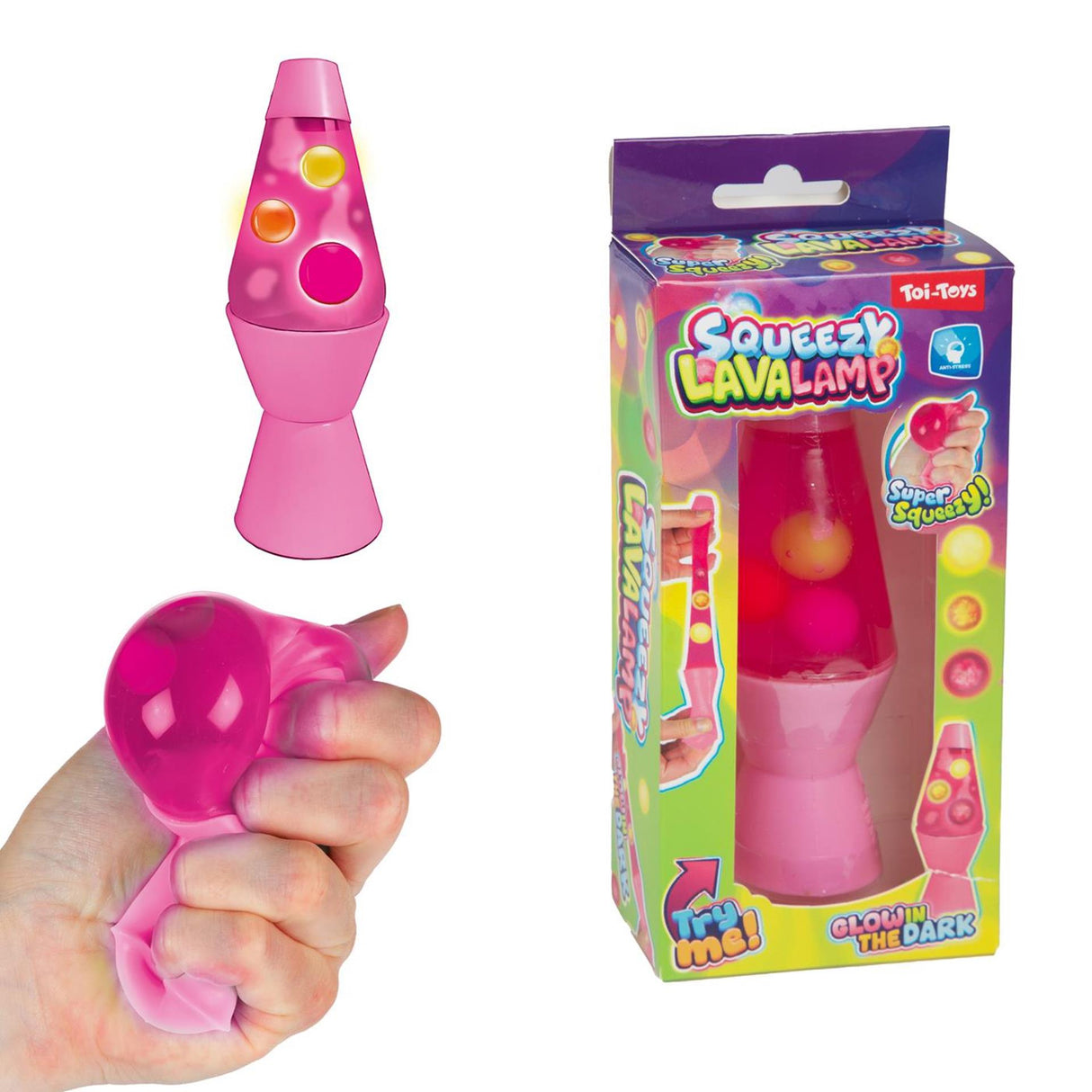 Toi-toys knijplavalamp glow in the dark 12cm