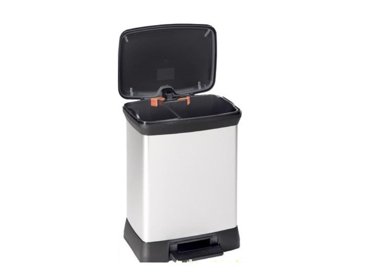 Curver decobin duo prullenbak afvalscheider - 10l + 18l - metallic