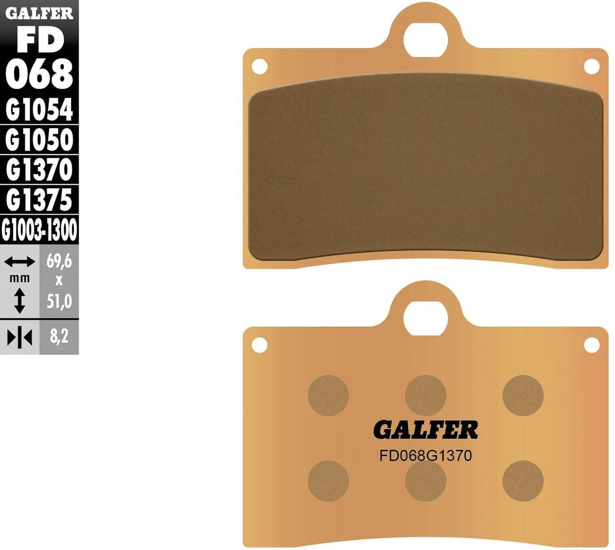 Galfer remblokken fd068 brake pad fd068 g1370 sintered metal