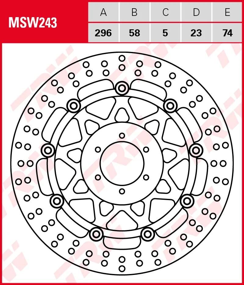 Trw remschijf msw243 rotor msw243 floating