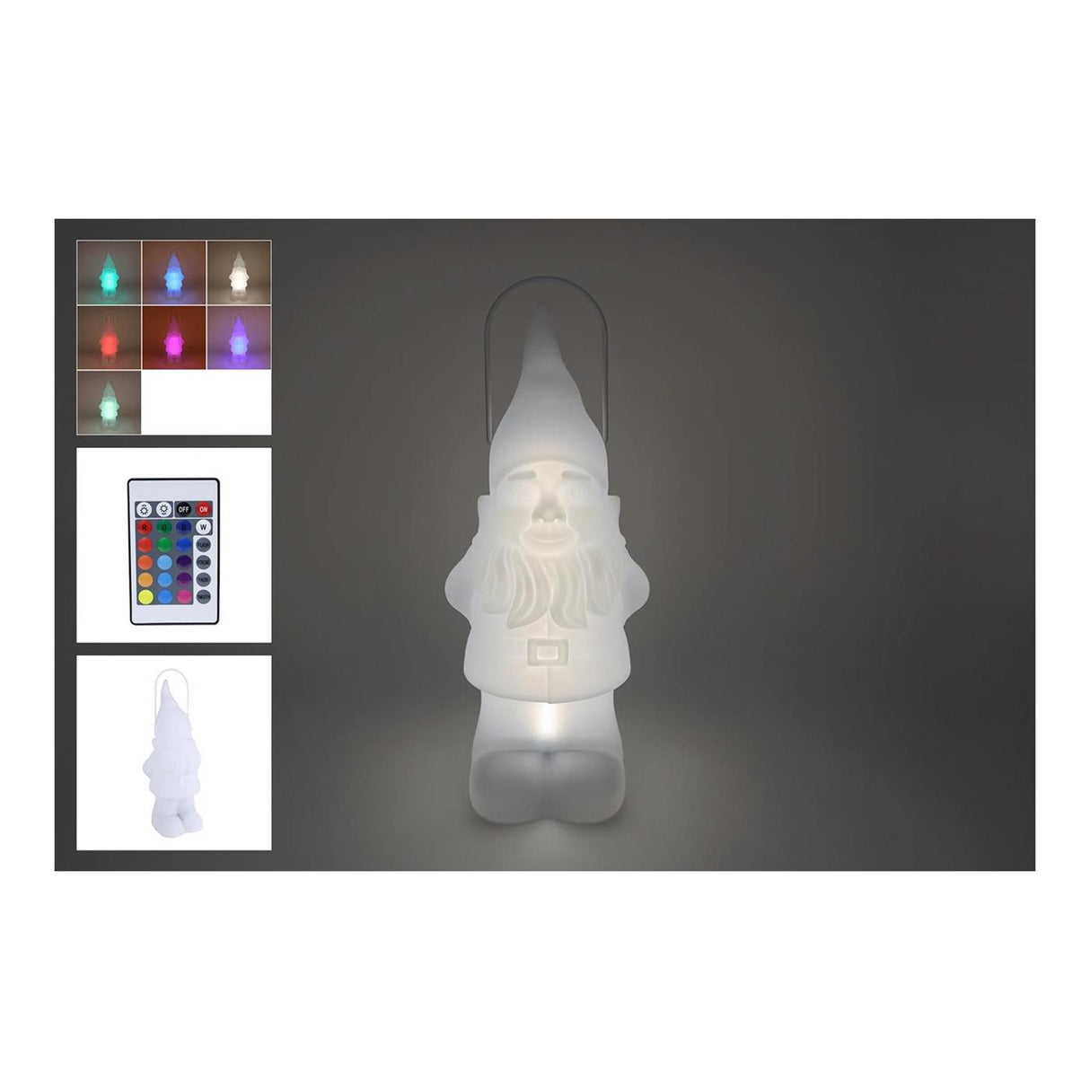 Lantaarn led kabouter solar m rc 7 kleuren wit kunststof 21,5x20x50cm