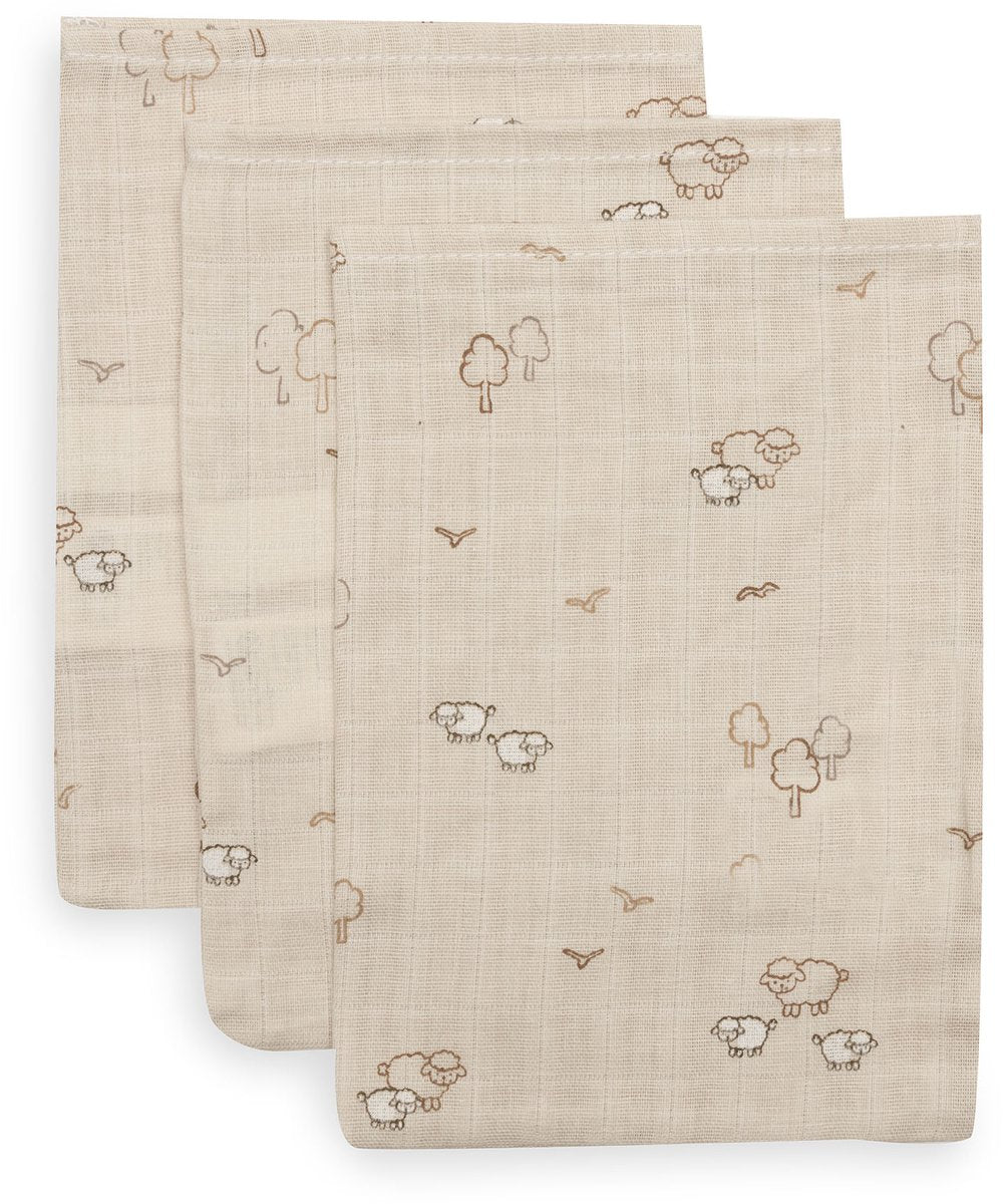 Jollein hydrofiel washandje 15x20cm woolly (3pack)