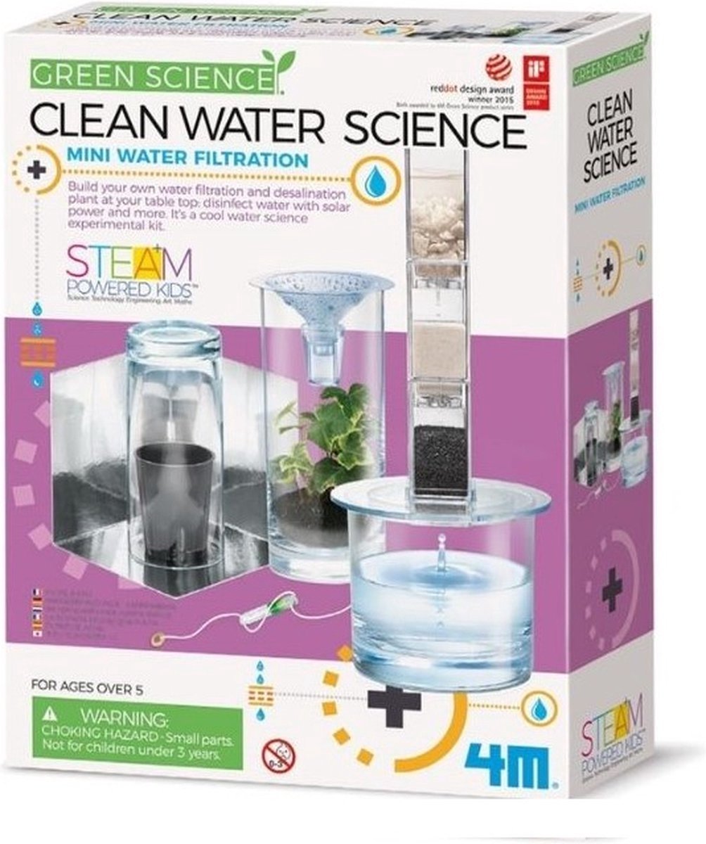4m wetenschap en spel - creëer je eigen waterfilter - bouwpakket - kidzlabs - green science - 8+