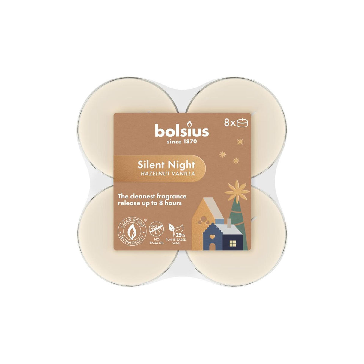 Bolsius maxilicht silent night 8 stuks