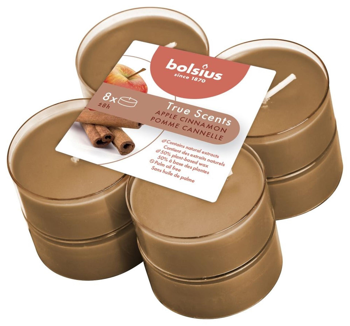 Bolsius geur maxitheelichten 8 uur pak a 8stuks true scents apple cinnamon