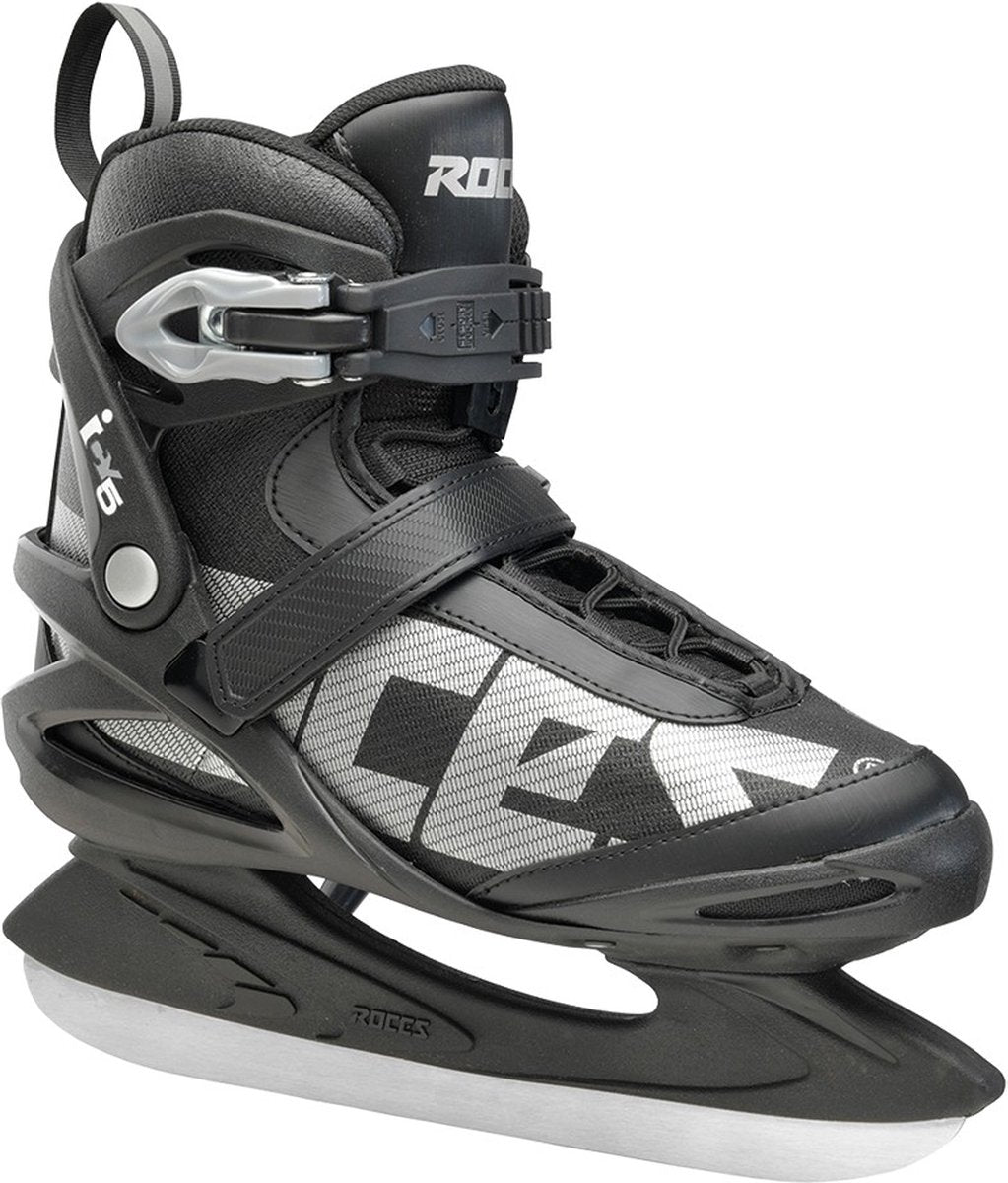 Roces – icy 5 – ijshockeyschaatsen – schaatsen heren – zwart zilver – thermo fit voering verstevigde enkelsteun – maat eu 45