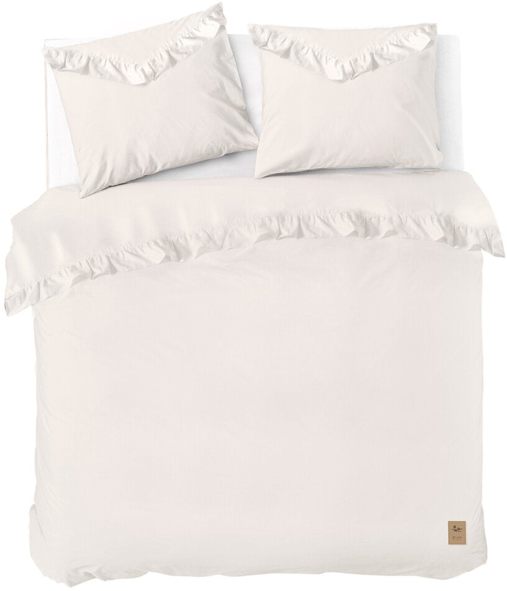 Dindi home dekbedovertrek white ruffle - 240x220 - 100% katoen - off white
