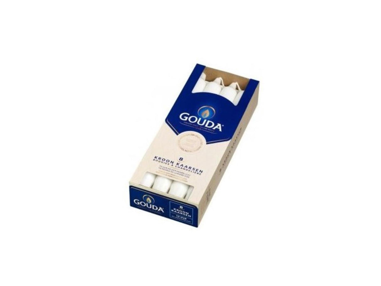 Gouda kroonkaars wit 240 24 doos a 8 stuks