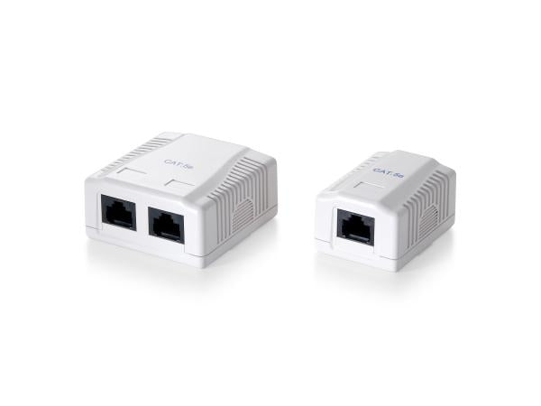 Equip 235112 2-port cat.5e surface mount box, rj-45, 5e, white, 59 mm, 29.5 mm, 61 mm