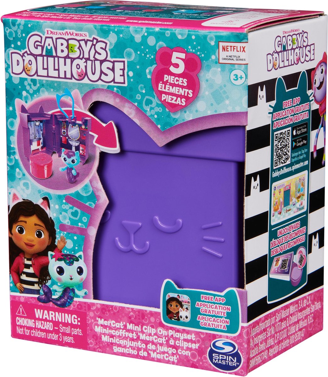 Gabby's poppenhuis gabby’s poppenhuis - speelset met clip met speelgoedfiguur en poppenhuisaccessoires - stijlen kunnen verschillen