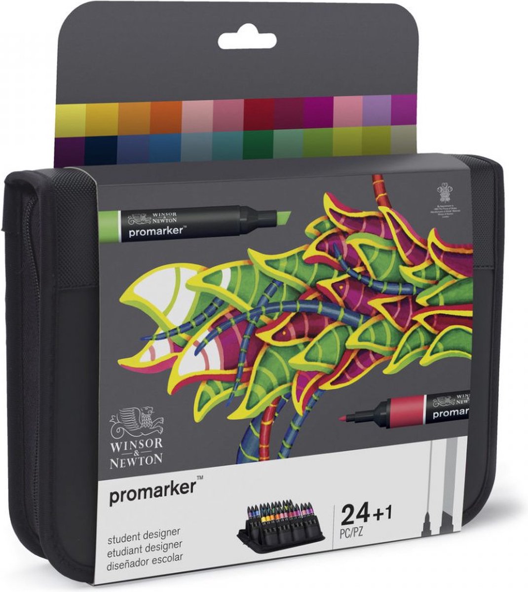 Winsor newton 0290030 promarker 24-set in wallet | professionele 2-punts layoutmarkers alcoholmarkers