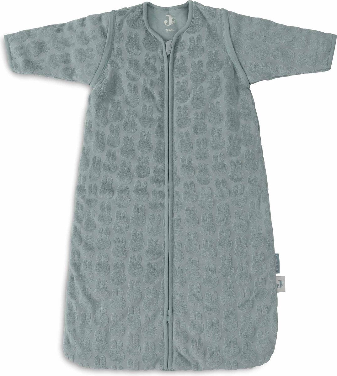 Jollein x nijntje - baby slaapzak winter met afritsbare mouw 110cm - miffy jacquard sea green - winterslaapzak