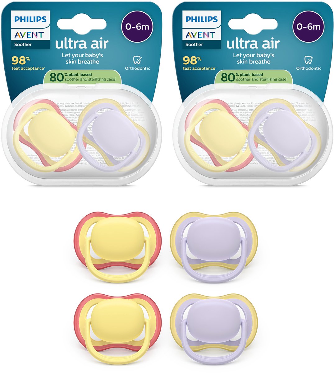 Philips avent ultra air – ademend en lichtgewicht fopspeen (0-6 mnd) – 4 stuks - scf087 20