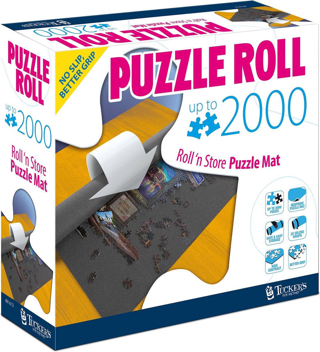 Tucker's fun factory oprolbare puzzelmat 2000 stukjes (roll 'n store puzzle mat) - neopreen (no slip, better grip) + velcro -