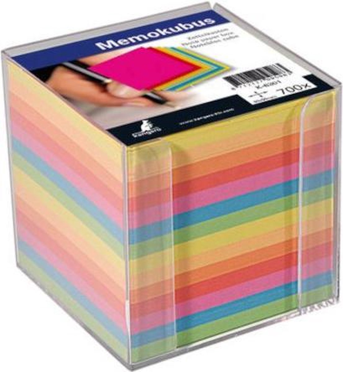 Kangaro memokubus - 9,5x9,5cm - gevuld - 700 vel gekleurd papier - k-6301