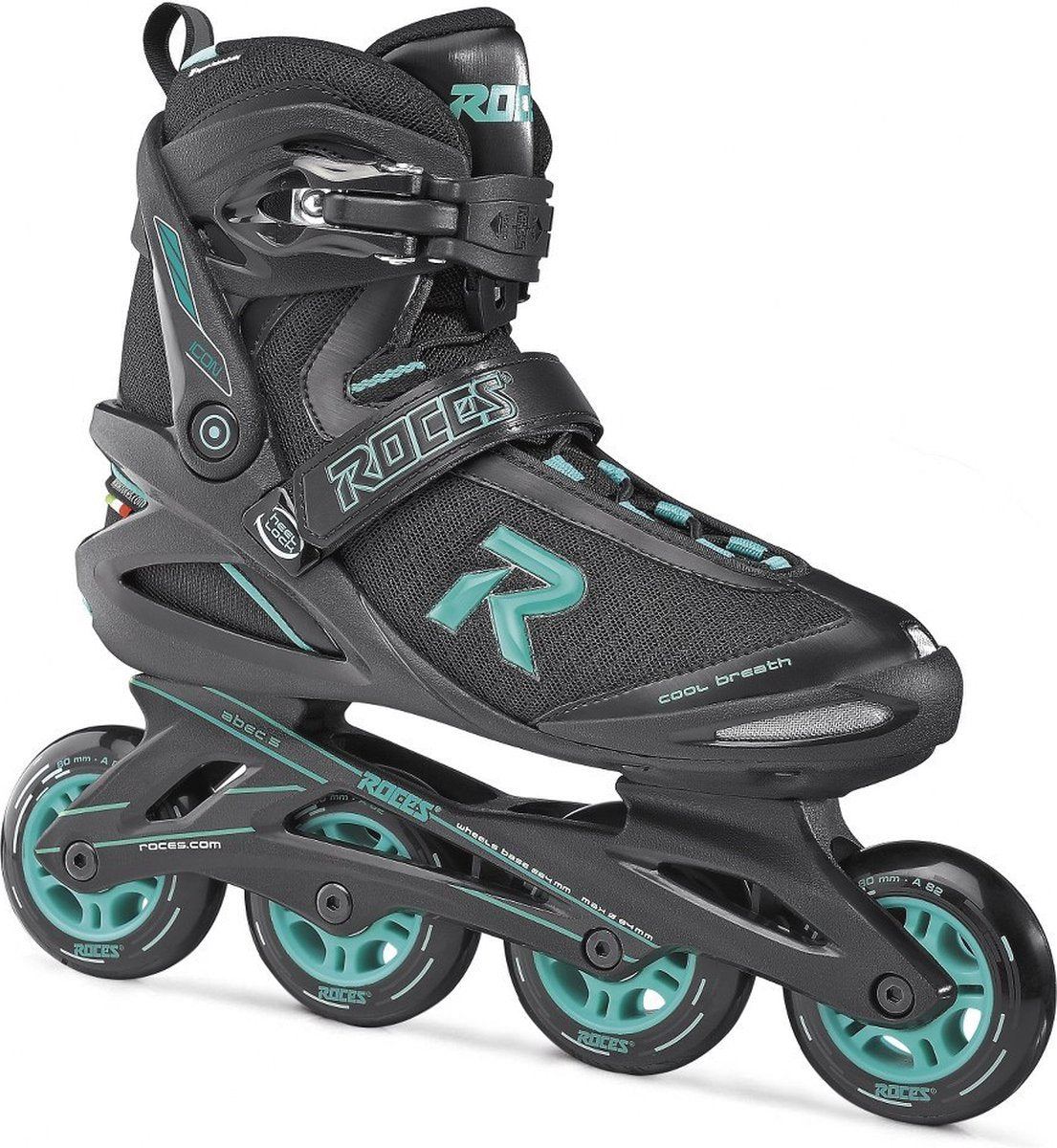 Icon inline skates softboot dames 80 mm 82A zwart aqua maat 39