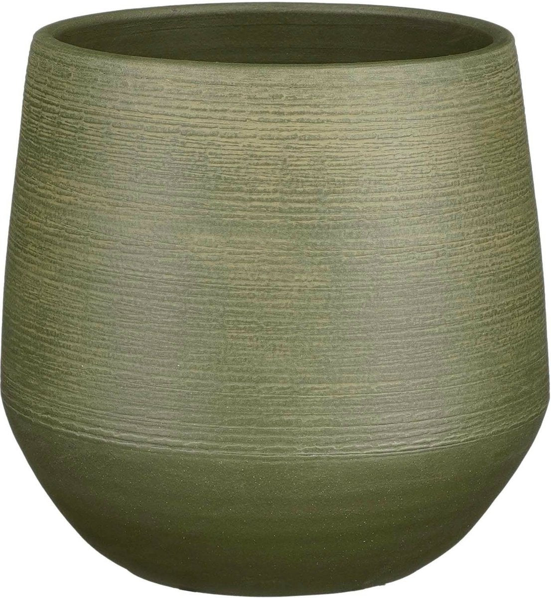 Mica decorations plantenpot - terracotta - donkergroen relief - d24 h23 cm - bloempot