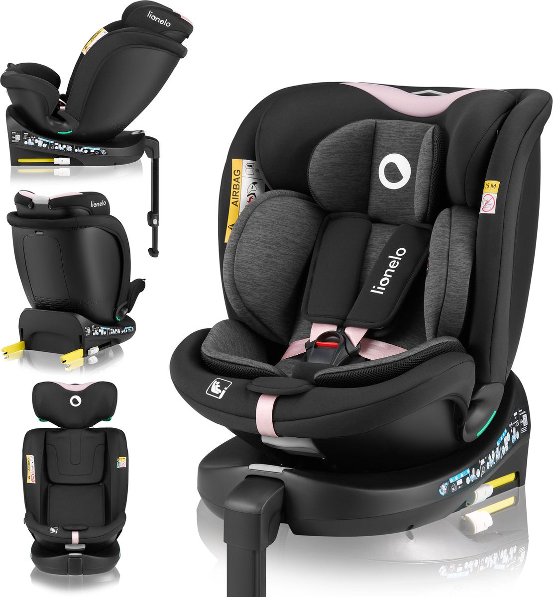 Lionelo navy i-size autostoel 40–150 cm – 360° draaibaar – easyturn – isofix stabilisatiepoot – achterwaarts tot 105 cm – verstelbare rugleuning – dri-seat ventilatie – r129 goedgekeurd – groep 0 1 2 3 – comfort veiligheid