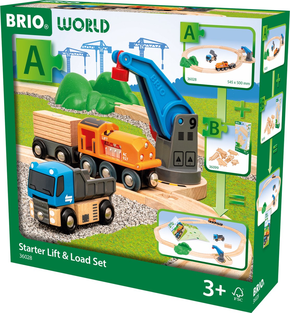 Ravensburger brio world – 36028 set voor beginners heffen en laden | set speelgoedtreintjes voor kinderen vanaf 3 jaar