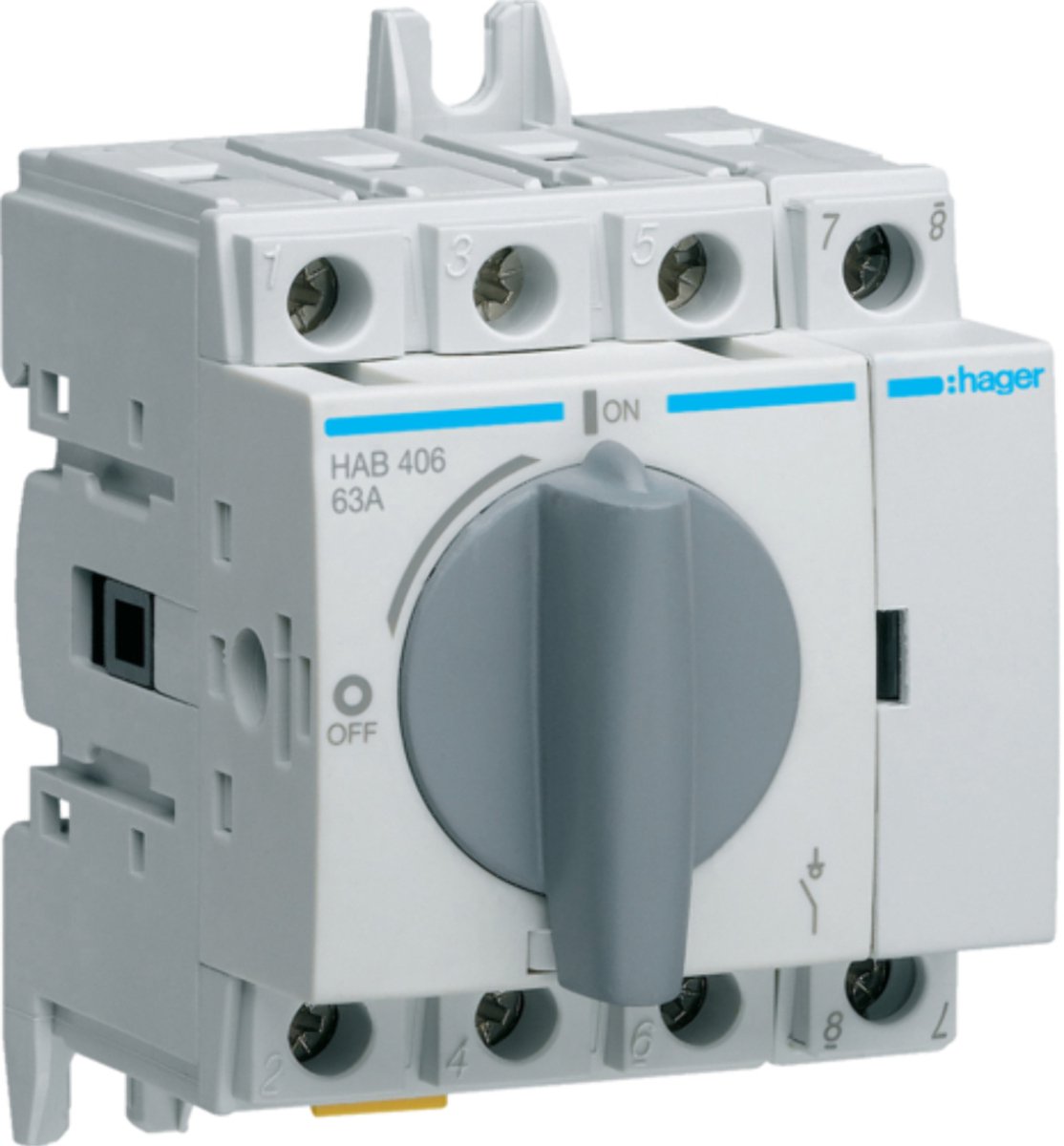Hager - hoofdschakelaar 4p 63a 3,5mod - hab406