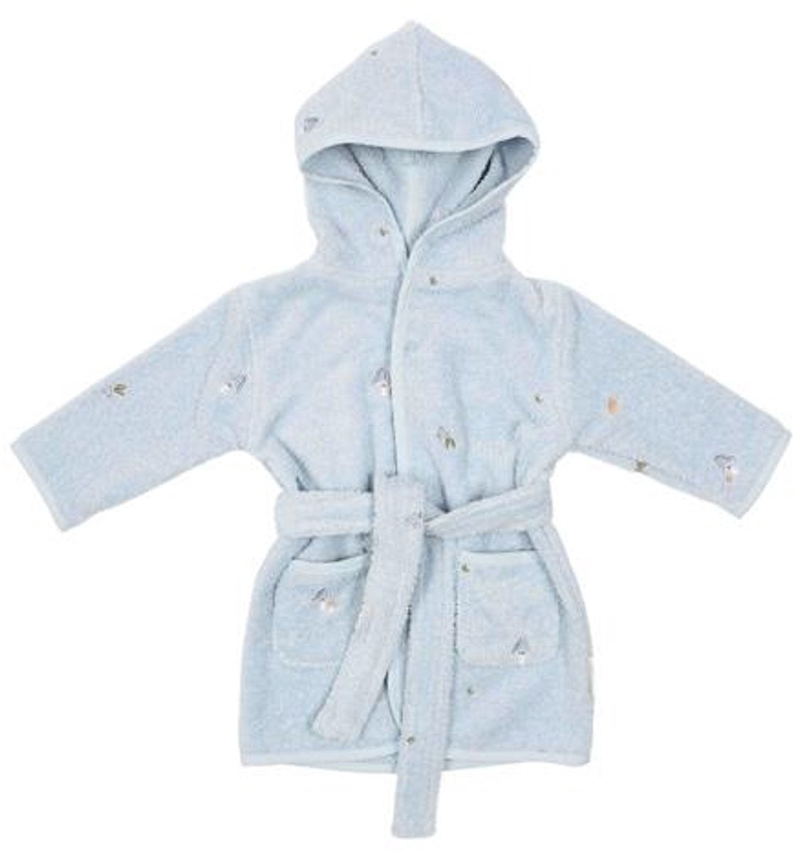 Little dutch badjas - maat 74 80 - badjas kind jongens meisjes - blauw - forest friends
