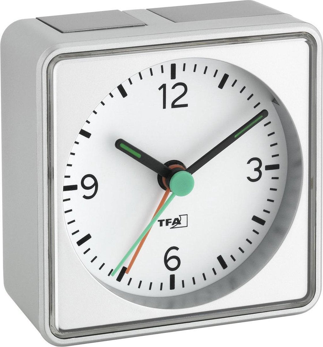 Tfa dostmann 60.1013.54 wekker quartz zilver alarmtijden: 1 fluorescerende wijzers