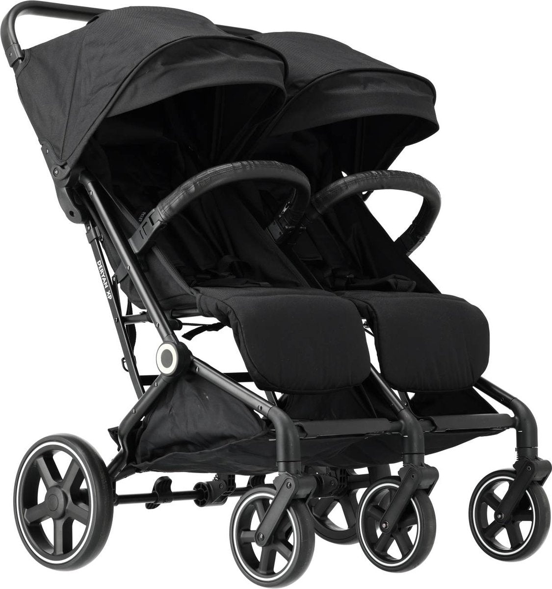 Deryan luxe xp twin buggy xl - dubbele buggy - duobuggy - compact lichtgewicht - zwart