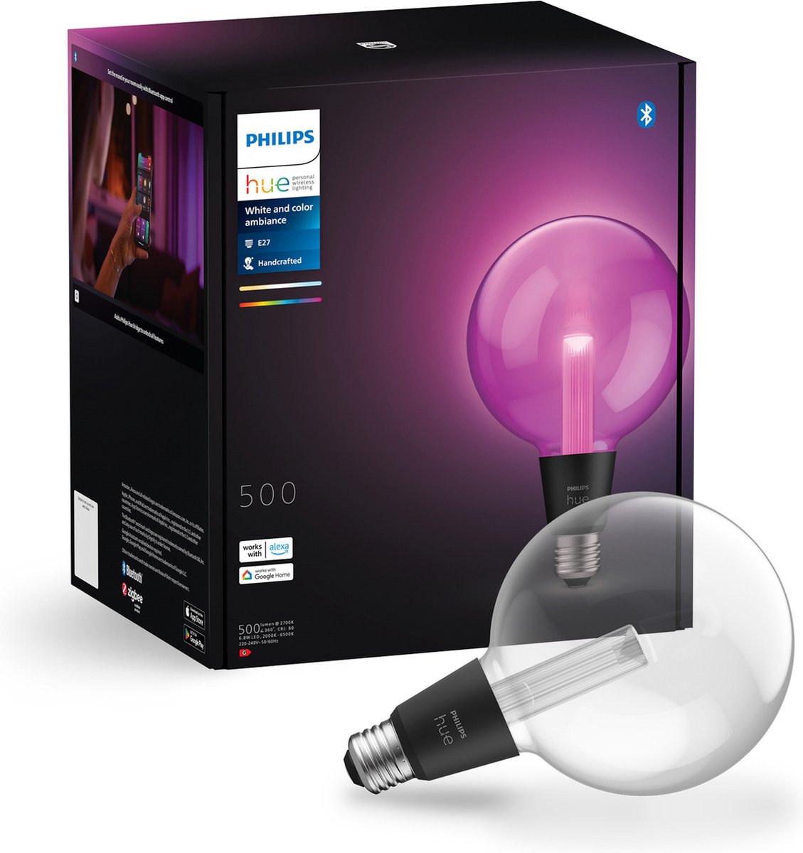 Philips hue lightguide globelamp g125 - wit en gekleurd licht - e27