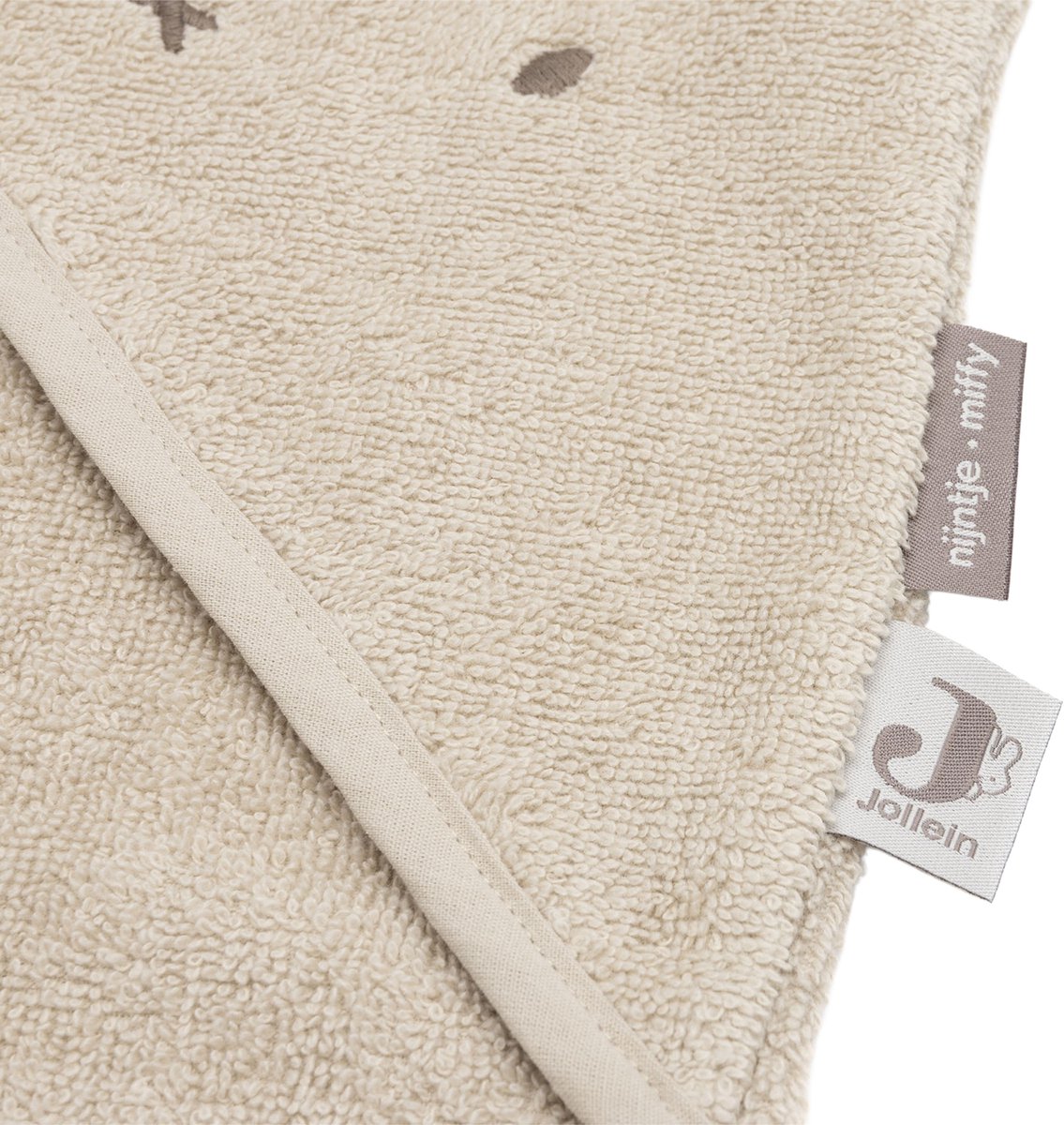 Jollein badcape baby - jersey badstof - 75x75 cm - miffy warm - sand