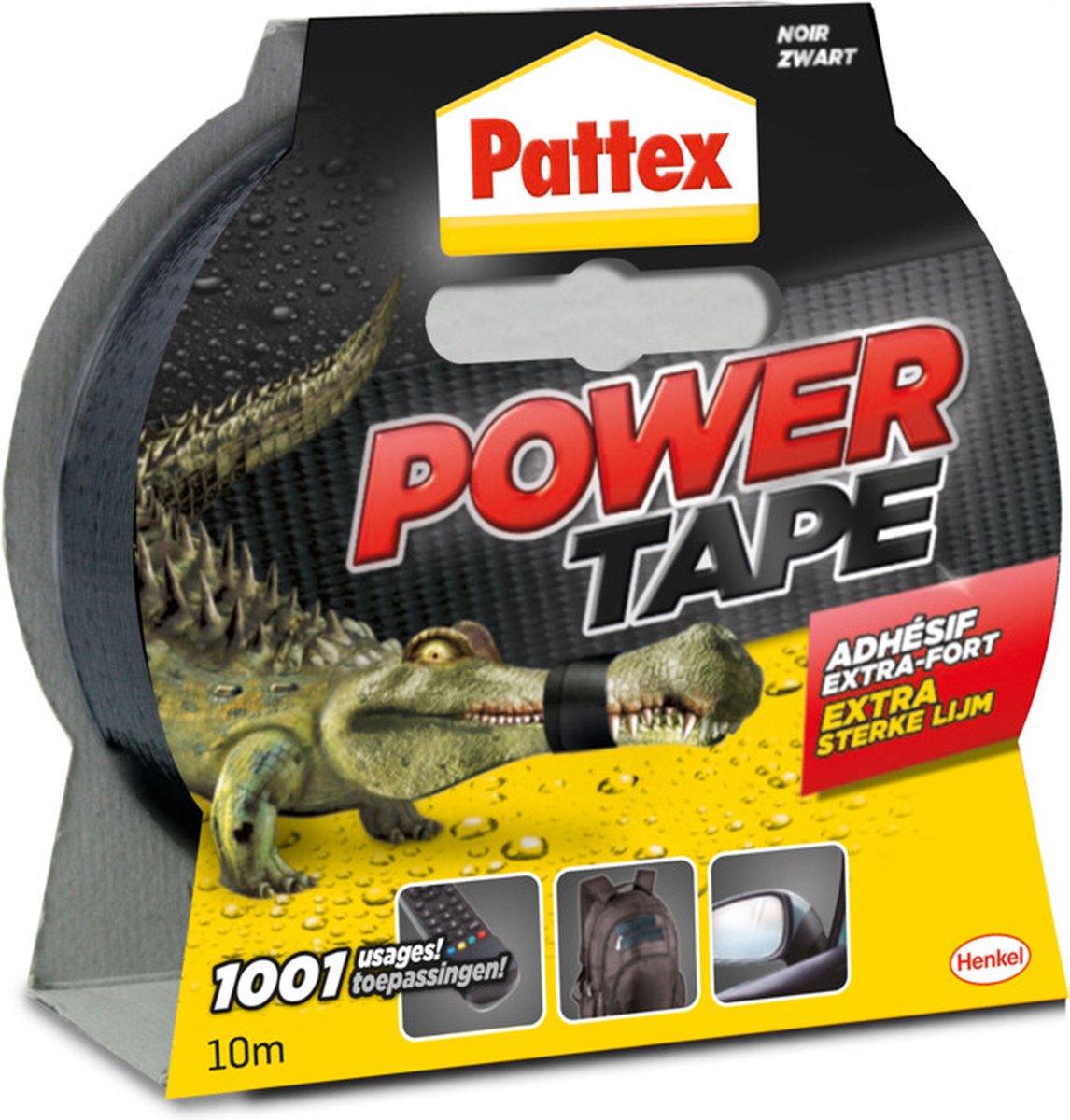 Pattex power tape 10 m zwart | power ducktape voor universeel gebruik | waterdichte extreem sterk | premium grip ducktape.