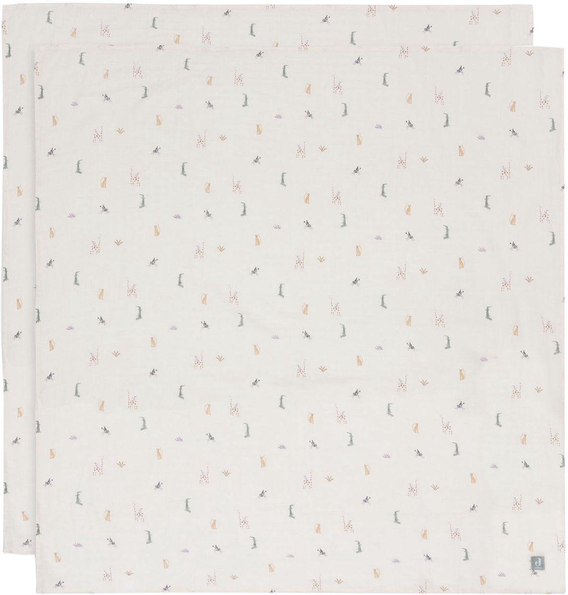 Jollein - hydrofiele doek large 115x115cm - inbakerdoek - zacht katoen - 2 stuks - jungle jambo