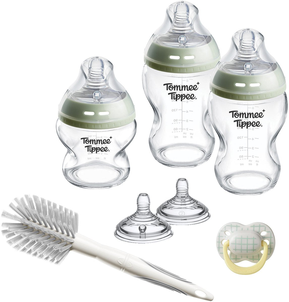 Tommee tippee glazen natural start babyflessen en spenen startersset - flessen van 150 ml en 250 ml voor pasgeboren baby's - 0m+