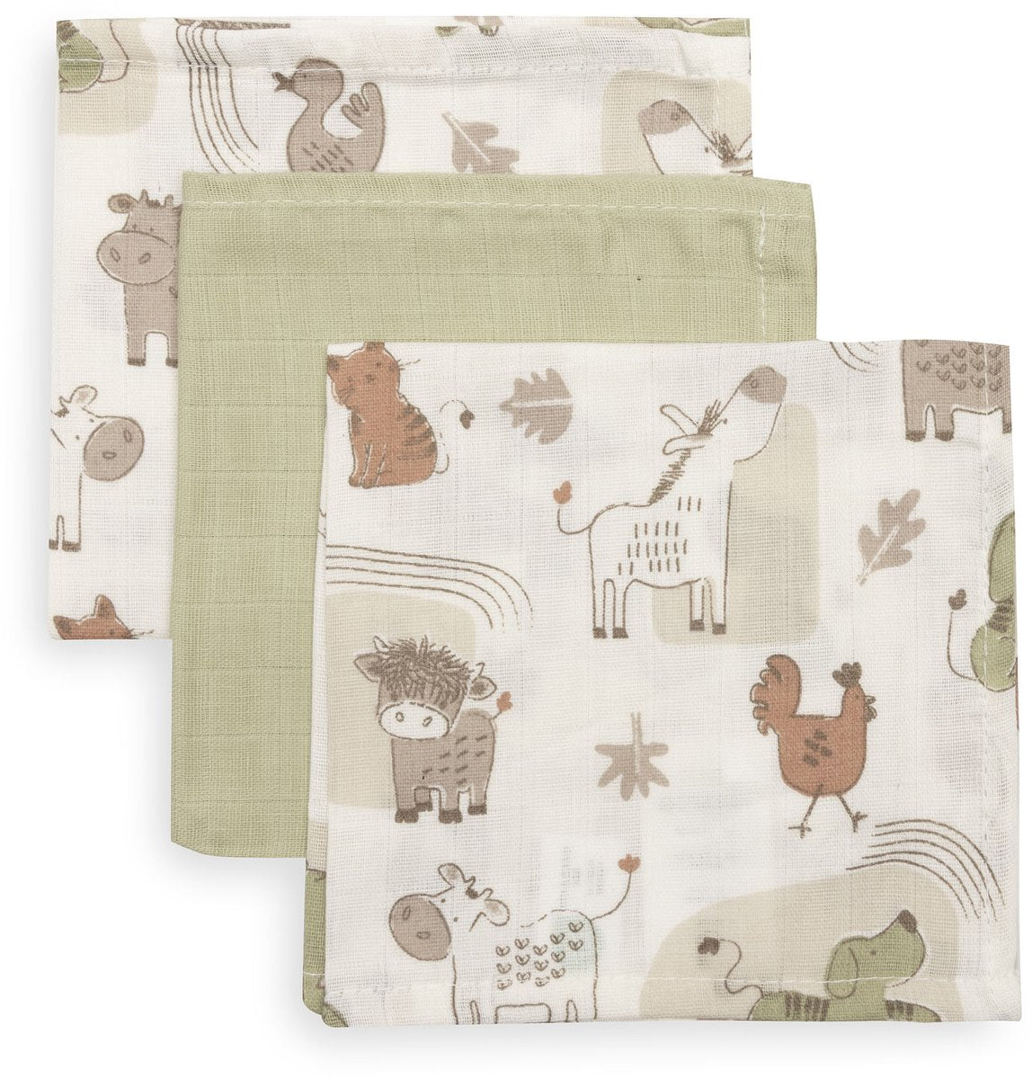 Jollein hydrofiel monddoekje 31x31cm barn buddies (3pack)