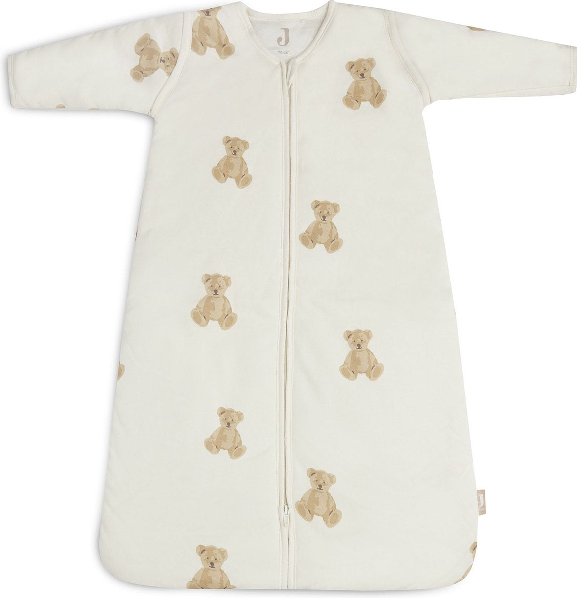 Jollein - baby winterslaapzak met afritsbare mouw (teddy bear) - katoen - winterslaapzakje baby, babyslaapzak - 90cm