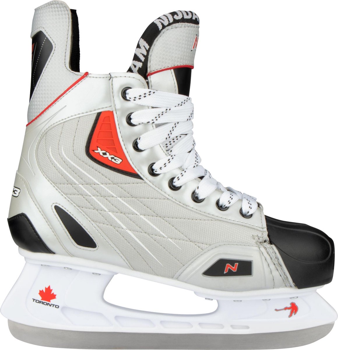 Nijdam ijshockeyschaats - polyester - deluxe - zilver zwart - maat 44