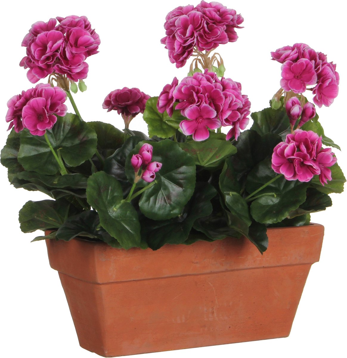 Mica decorations - geranium kunstplant in balkonbak - l29 x b13 x h40 cm - paars