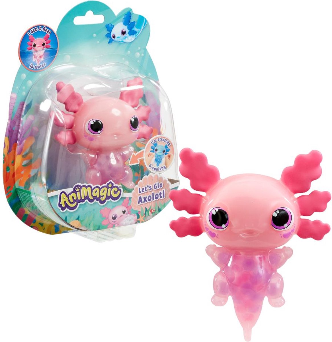 Goliath animagic let's glo axolotl roze - speelfiguur - lichtgevende axolotl
