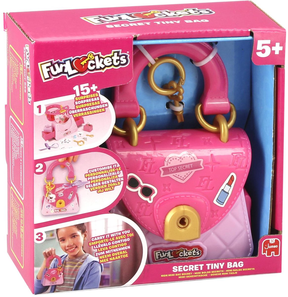 Funlockets jumbo - - mini geheim tasje - tiny bag - tasje met geheimen vakjes - vanaf 5 jaar - met 15+ verrassingen