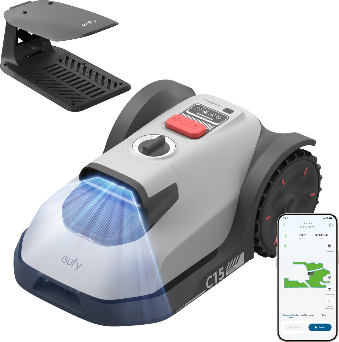 Eufy robotgrasmaaier c15 - draadloos - automatische mapping - 20cm maaibreedte - 500m2 rendement