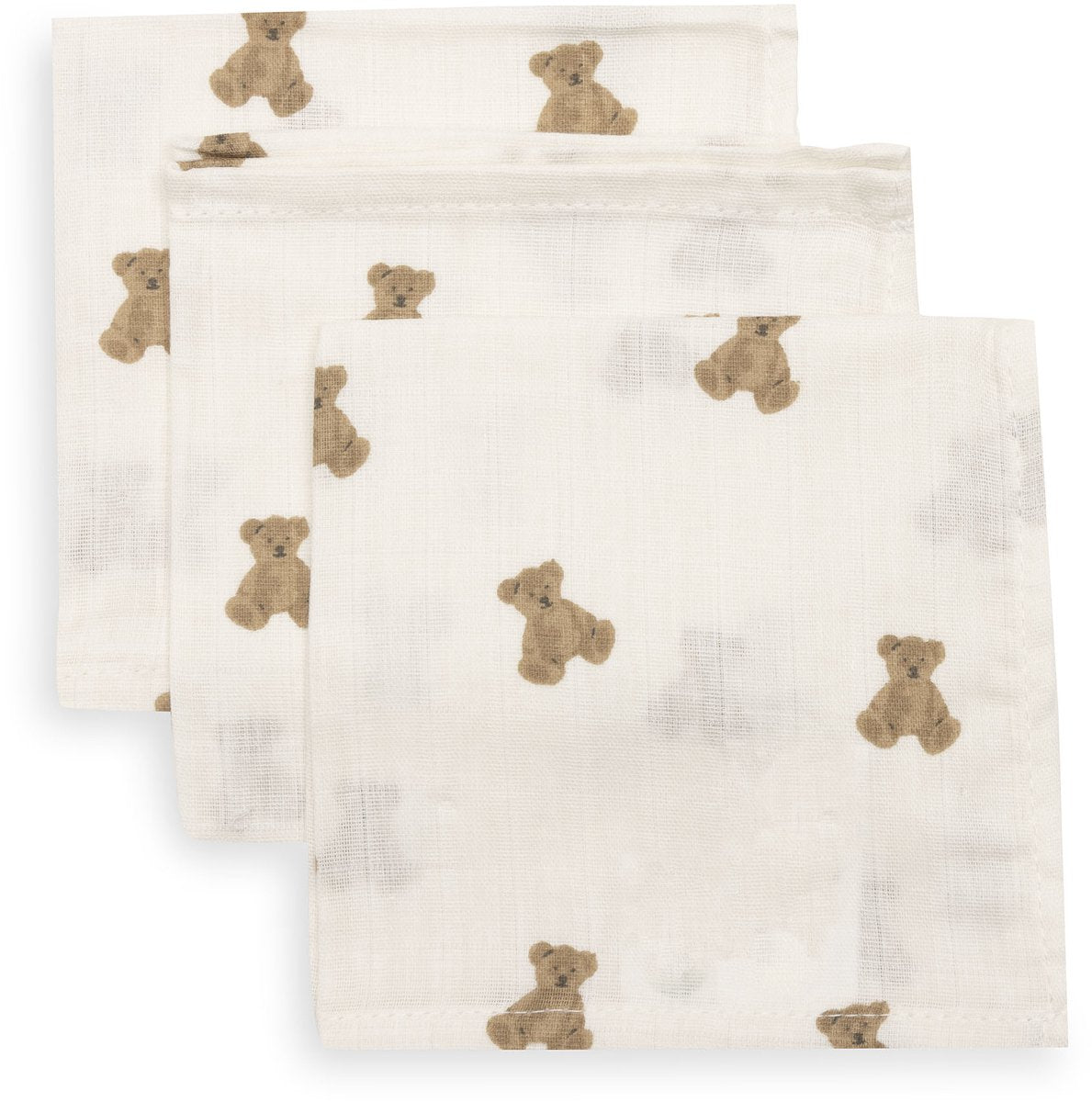 Jollein hydrofiel monddoekje 31x31cm mini teddy bear (3pack)
