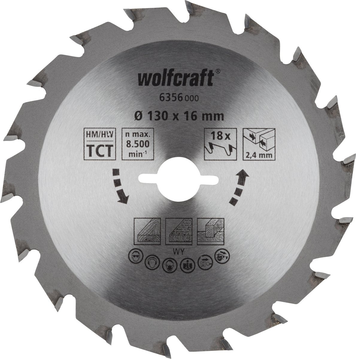 Wolfcraft - cirkelzaagblad 130x16mm - 18 tanden - zaagblad voor cirkelzaag - serie groen - 6356000
