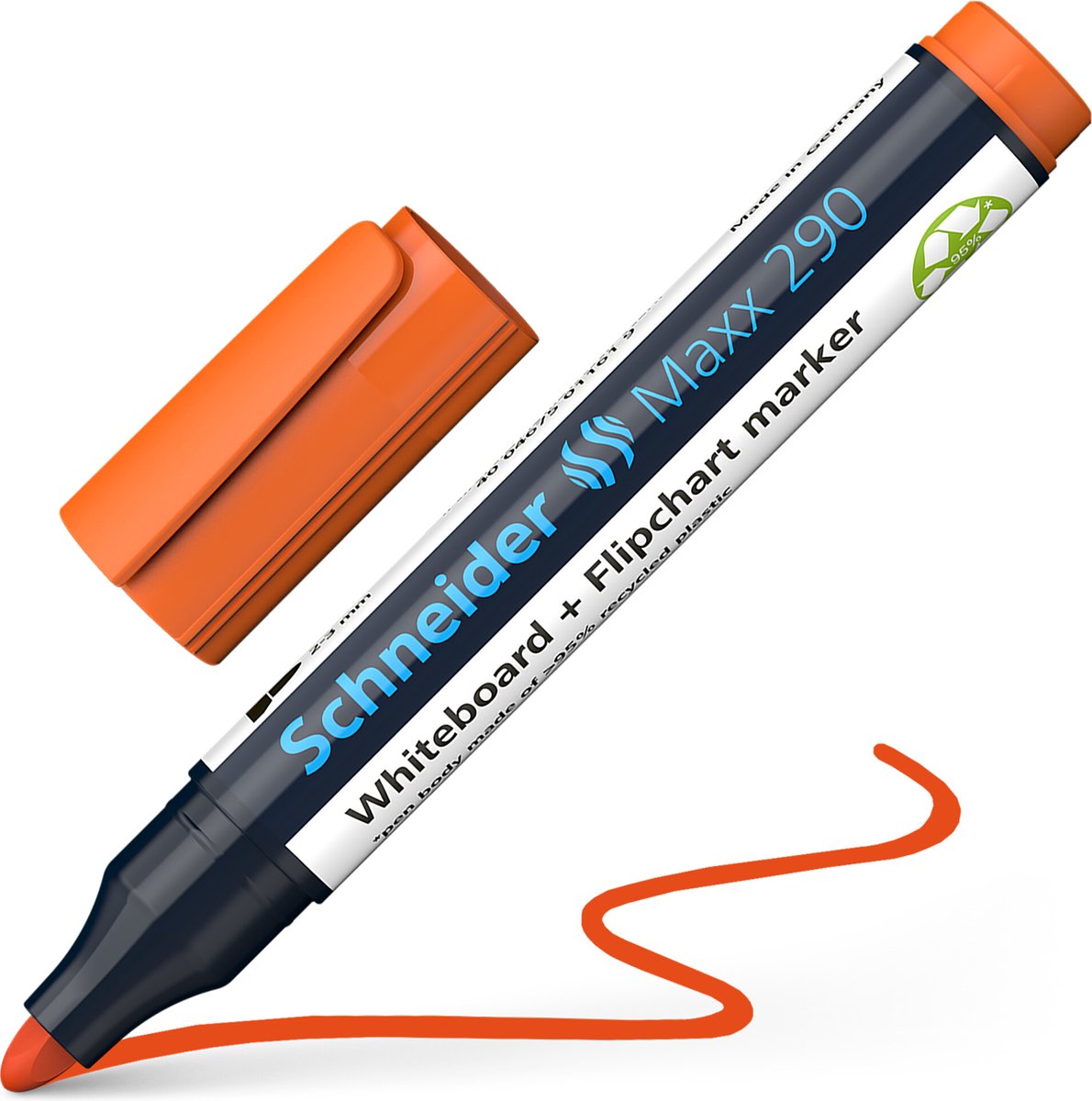 Schneider schrijfwaren schneider whiteboard marker - maxx 290 - ronde punt - oranje - voor whiteboard en flipover - s-129106