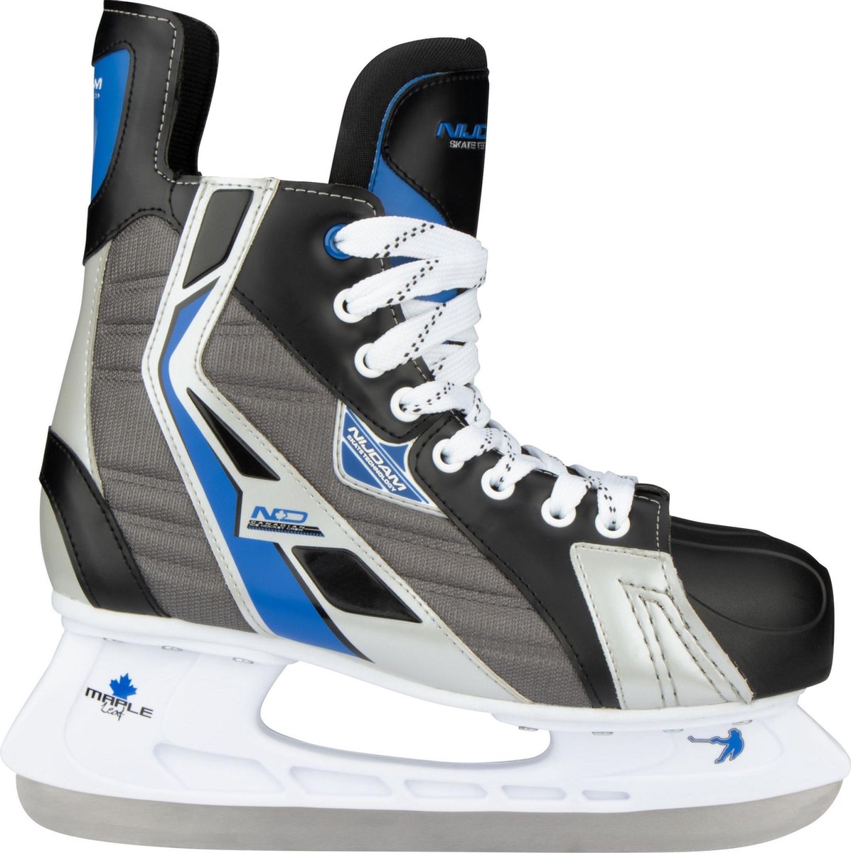 Nijdam ijshockeyschaats - polyester - deluxe - zwart zilver - maat 38