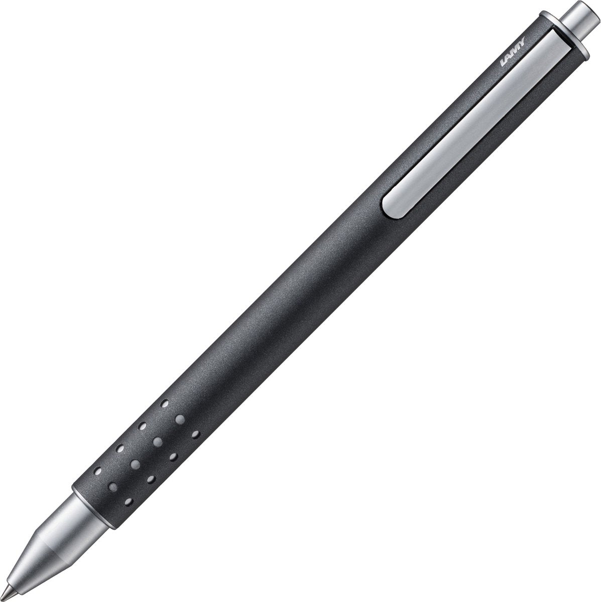 Lamy swift rollerball 334 antrazit - gemaakt van roestvrij staal in matte lakafwerking - zonder dop met intrekbare clip - incl. vulling m 66 b blauw