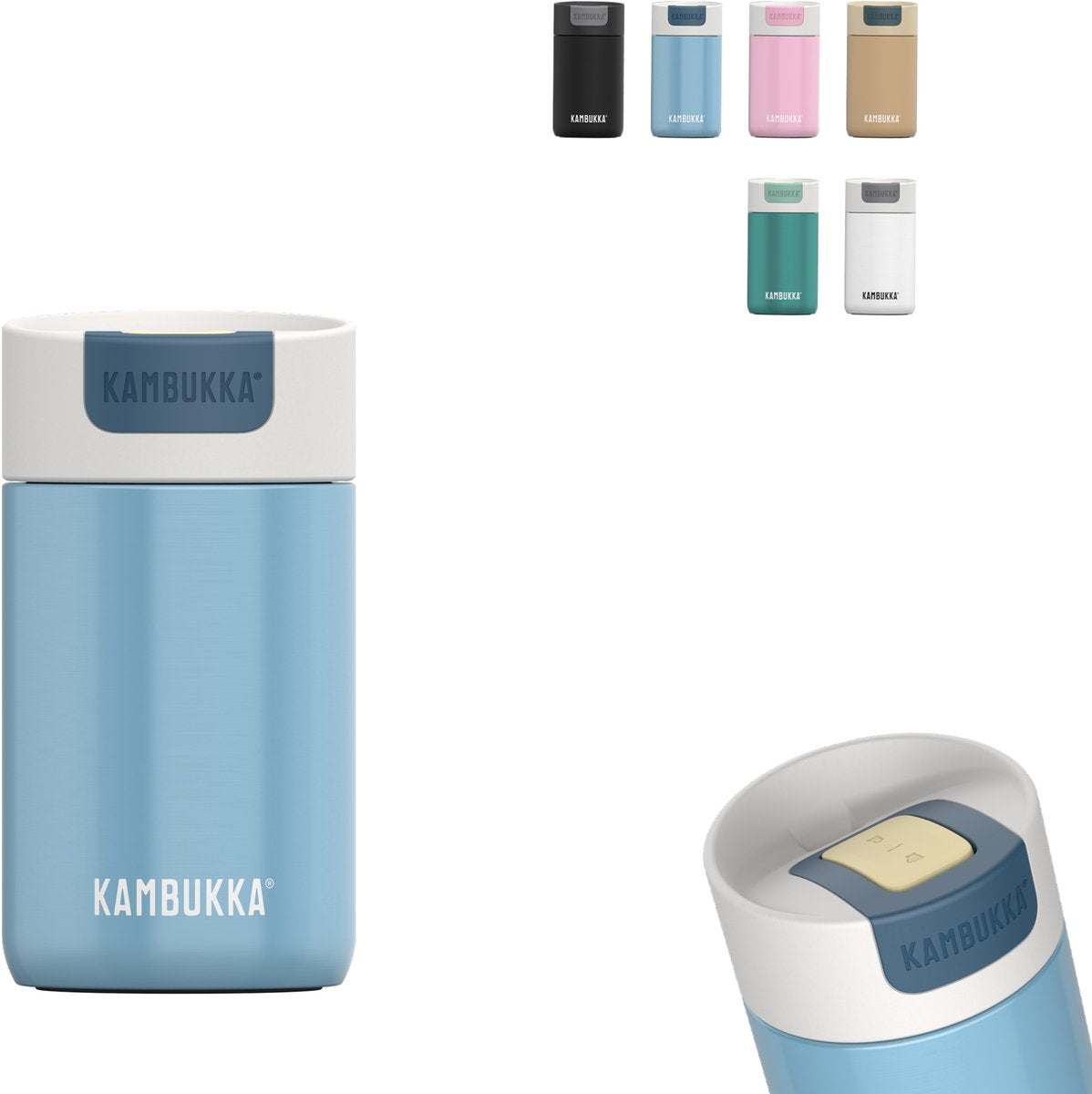 Kambukka olympus thermosbeker 300 ml - makkelijk reinigen - lekvrije koffiebeker - rvs - silk blue