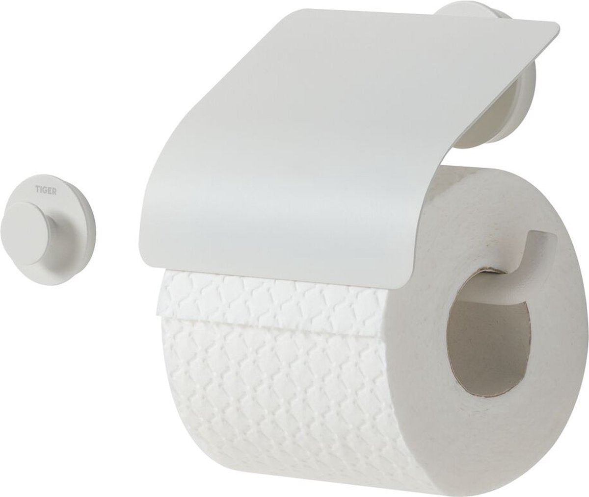 Tiger urban - wc rolhouder met klep (1x) - inclusief handdoekhaak klein (1x) - wit