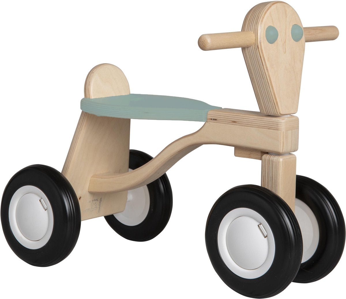 Van dijk toys berken houten loopfiets vanaf 1 jaar - vintage blauw groen(kinderopvang kwaliteit).