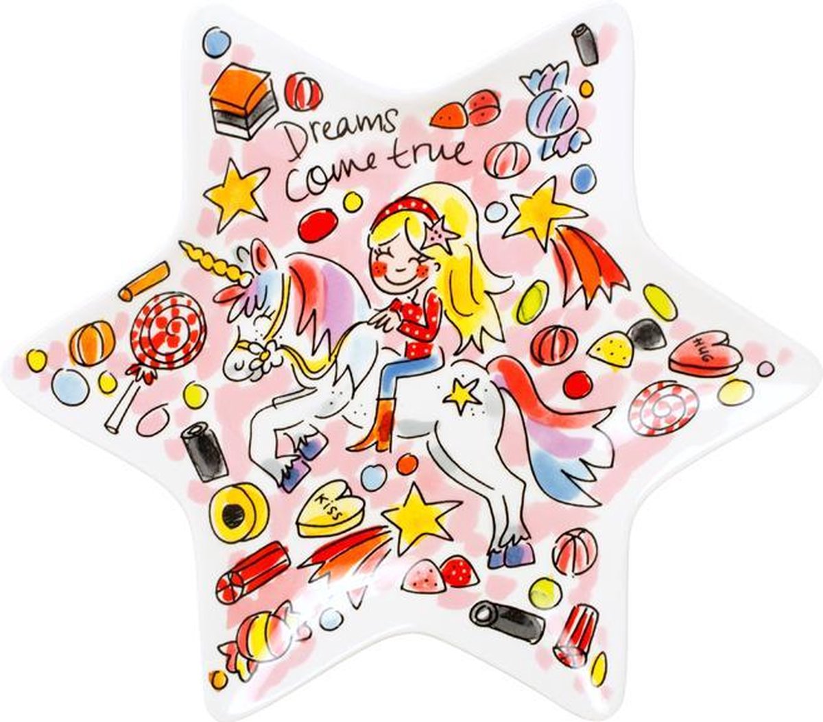 Blond amsterdam unicorn 3d bord - ster - 22 cm