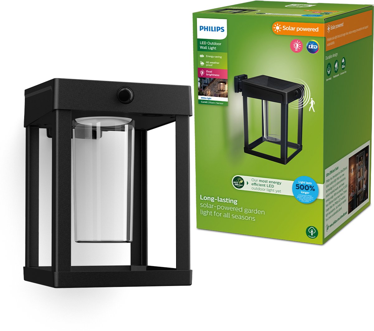 Philips led philips camill solar wandlamp vierkant - ultra efficient - met helder lichtelement