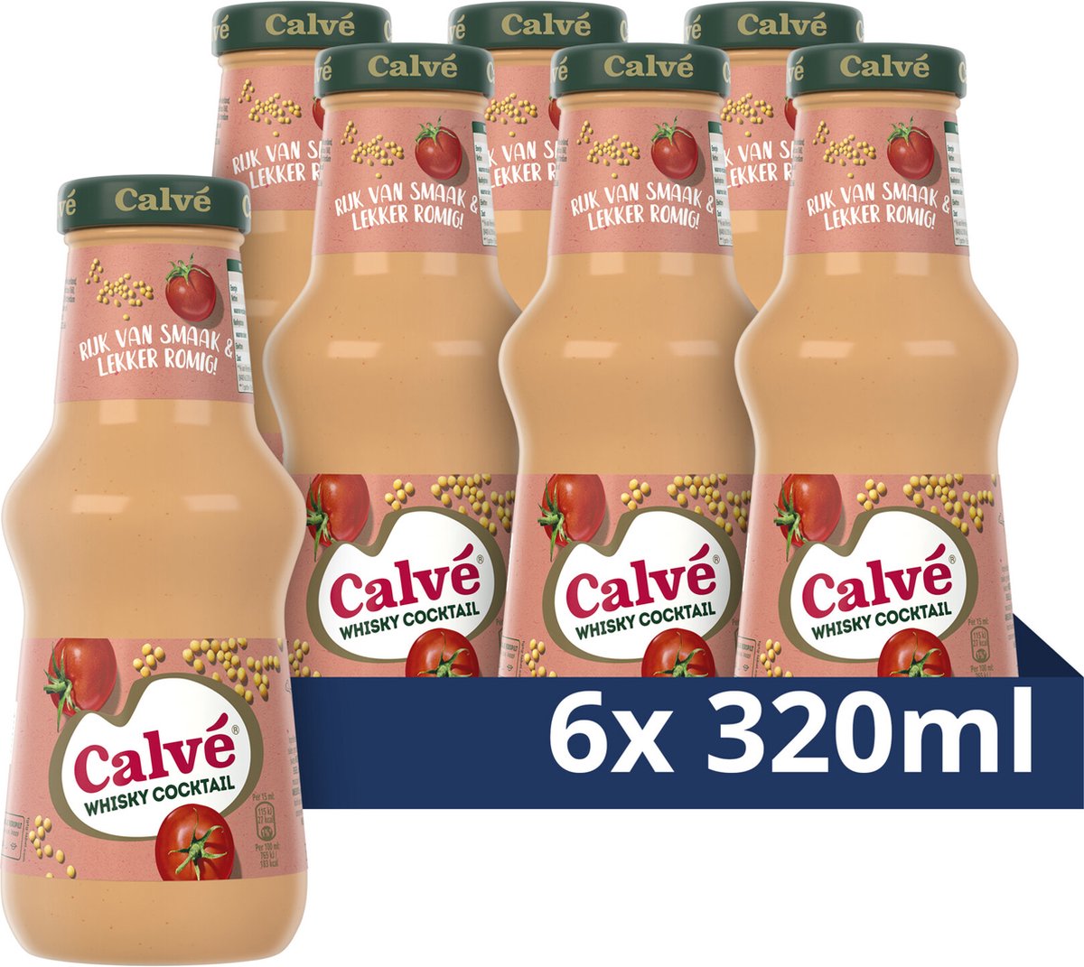 Calvé saus - whisky cocktail - lekker bij al je snacks, de barbecue of bij het gourmetten - 6 x 320 ml